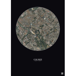 Affiche Colisee – Poster vue satellite 2.5km Couleur | Gravura – Fond foncé