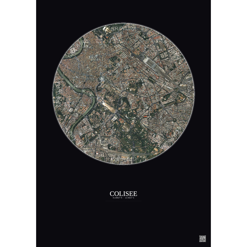 Affiche Colisee – Poster vue satellite 2.5km Couleur | Gravura – Fond foncé