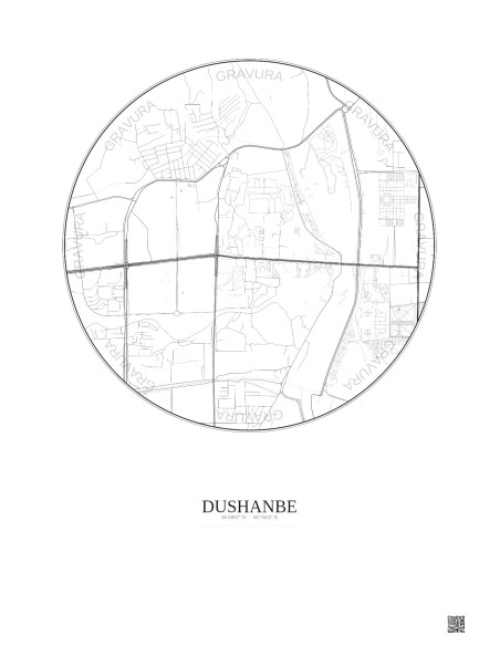 Dushanbe City Map Poster 2.5km | Gravura – Light background