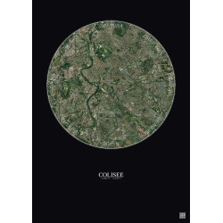 Affiche Colisee – Poster vue satellite 5km Couleur | Gravura – Fond foncé