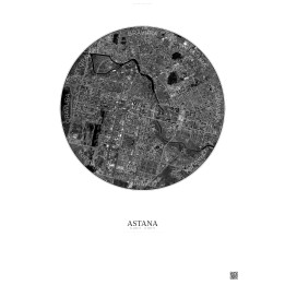 Affiche Astana – Poster vue satellite 6km N&B | Gravura – Fond clair