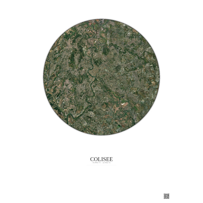 Colisee Satellite View Poster 10km Color | Gravura – Light background