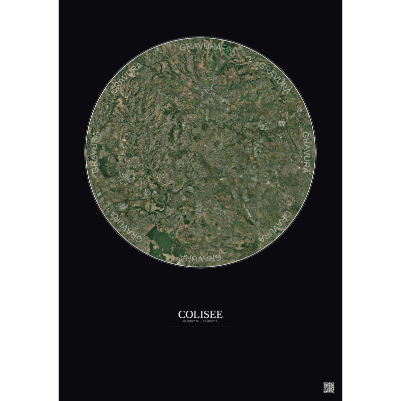 Affiche Colisee – Poster vue satellite 20km Couleur | Gravura – Fond foncé