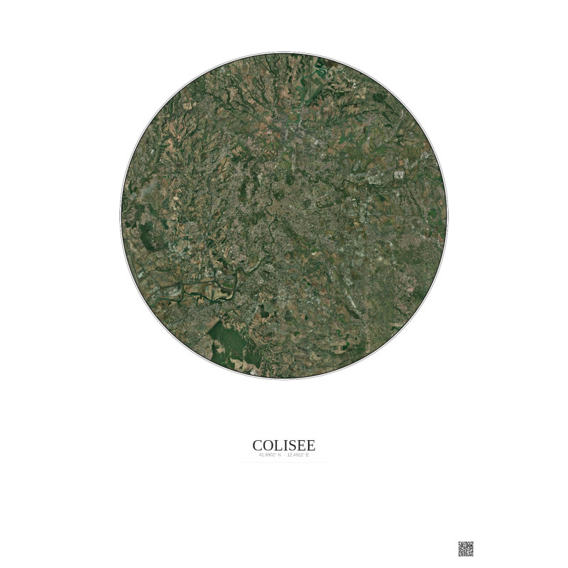 Affiche Colisee – Poster vue satellite 20km Couleur | Gravura – Fond clair