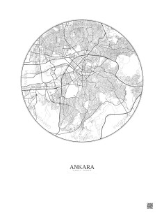 Affiche Ankara – Poster carte de ville 10km | Gravura – Fond clair