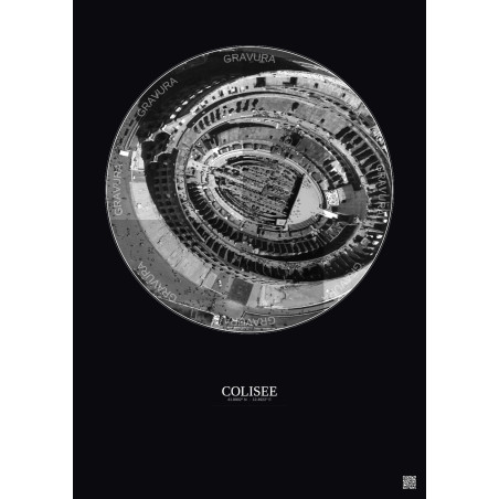 Affiche Colisee – Poster vue satellite 0.1km N&B | Gravura – Fond foncé