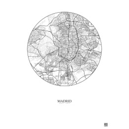 Affiche Madrid – Poster carte de ville 10km | Gravura – Fond clair