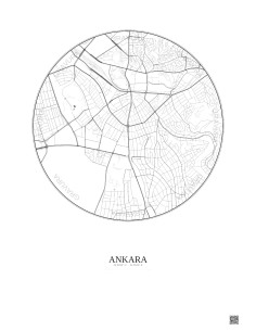 Affiche Ankara – Poster carte de ville 2.5km | Gravura – Fond clair