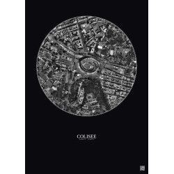 Affiche Colisee – Poster vue satellite 0.5km N&B | Gravura – Fond foncé