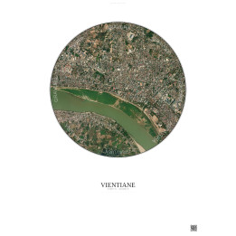 Affiche Vientiane – Poster vue satellite 2.5km Couleur | Gravura – Fond clair