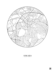 Affiche Ankara – Poster carte de ville 6km | Gravura – Fond clair