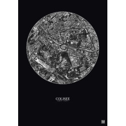 Affiche Colisee – Poster vue satellite 1km N&B | Gravura – Fond foncé