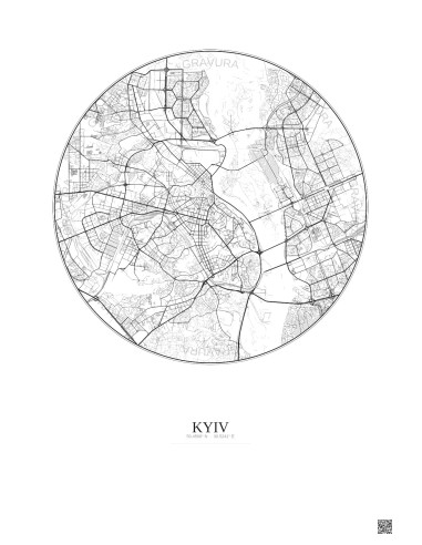 Kyiv City Map Poster 10km | Gravura – Light background