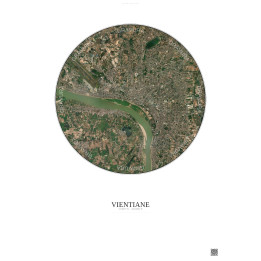 Affiche Vientiane – Poster vue satellite 6km Couleur | Gravura – Fond clair