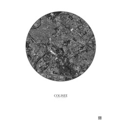 Affiche Colisee – Poster vue satellite 2.5km N&B | Gravura – Fond clair