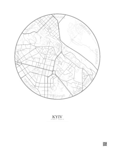 Affiche Kyiv – Poster carte de ville 2.5km | Gravura – Fond clair
