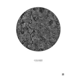 Affiche Colisee – Poster vue satellite 5km N&B | Gravura – Fond clair