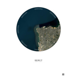 Affiche Beirut – Poster vue satellite 10km Couleur | Gravura – Fond clair