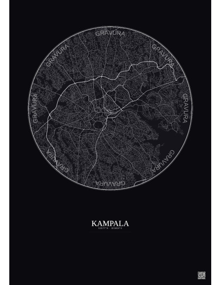 Affiche Kampala – Poster carte de ville 10km | Gravura – Fond foncé