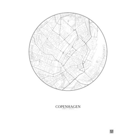 Affiche Copenhagen – Poster carte de ville 2.5km | Gravura – Fond clair