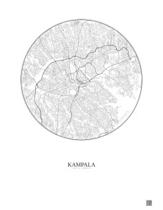 Affiche Kampala – Poster carte de ville 10km | Gravura – Fond clair