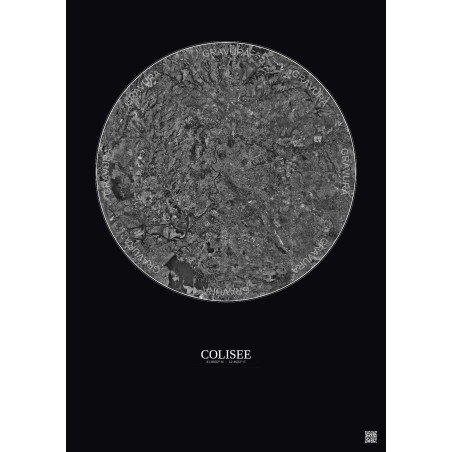 Affiche Colisee – Poster vue satellite 20km N&B | Gravura – Fond foncé