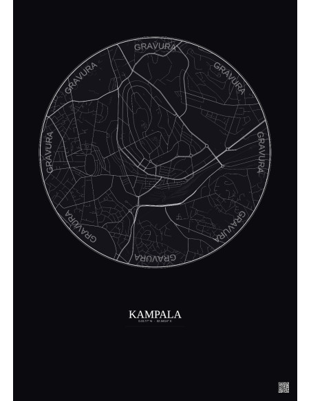 Affiche Kampala – Poster carte de ville 2.5km | Gravura – Fond foncé