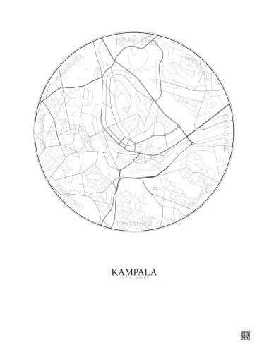Affiche Kampala – Poster carte de ville 2.5km | Gravura – Fond clair