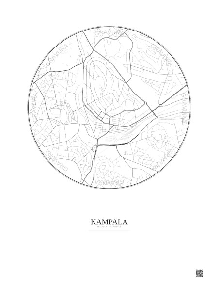 Affiche Kampala – Poster carte de ville 2.5km | Gravura – Fond clair