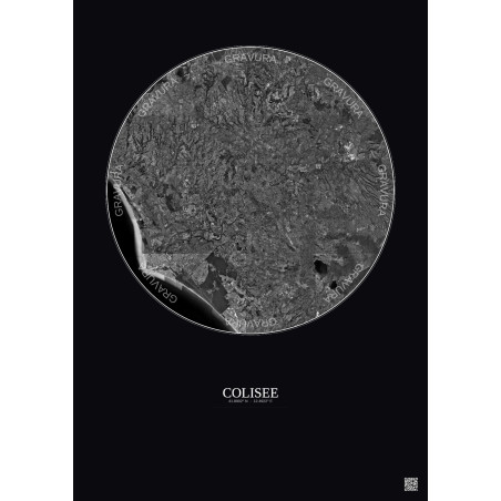 Affiche Colisee – Poster vue satellite 30km N&B | Gravura – Fond foncé