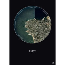 Affiche Beirut – Poster vue satellite 2.5km Couleur | Gravura – Fond foncé