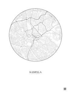 Affiche Kampala – Poster carte de ville 6km | Gravura – Fond clair