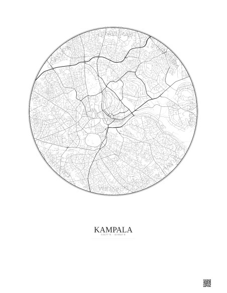 Affiche Kampala – Poster carte de ville 6km | Gravura – Fond clair