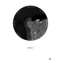 Affiche Beirut – Poster vue satellite 6km N&B | Gravura – Fond clair
