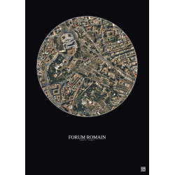 Affiche Forum Romain – Poster vue satellite 0.5km Couleur | Gravura – Fond foncé