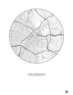 Affiche Los Angeles – Poster carte de ville 5km | Gravura – Fond clair