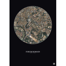Affiche Forum Romain – Poster vue satellite 1km Couleur | Gravura – Fond foncé