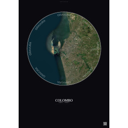 Affiche Colombo – Poster vue satellite 10km Couleur | Gravura – Fond foncé