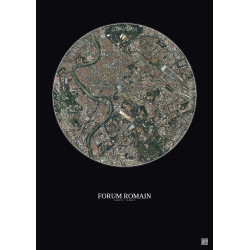 Affiche Forum Romain – Poster vue satellite 2.5km Couleur | Gravura – Fond foncé
