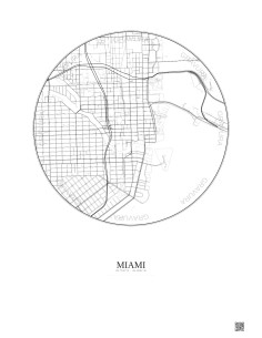 Affiche Miami – Poster carte de ville 2.5km | Gravura – Fond clair