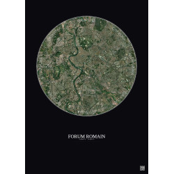 Affiche Forum Romain – Poster vue satellite 5km Couleur | Gravura – Fond foncé