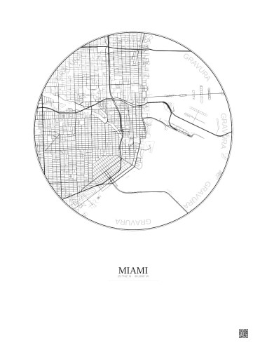 Affiche Miami – Poster carte de ville 5km | Gravura – Fond clair