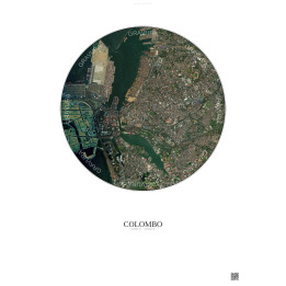 Affiche Colombo – Poster vue satellite 2.5km Couleur | Gravura – Fond clair