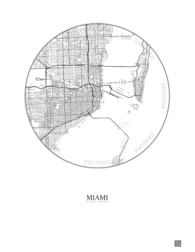 Miami City Map Poster 10km | Gravura – Light background