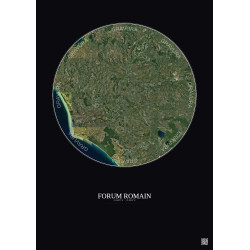 Affiche Forum Romain – Poster vue satellite 30km Couleur | Gravura – Fond foncé