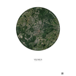 Affiche Vilnius – Poster vue satellite 10km Couleur | Gravura – Fond clair