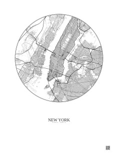 Affiche New York – Poster carte de ville 10km | Gravura – Fond clair