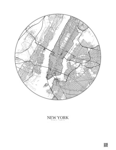 Affiche New York – Poster carte de ville 10km | Gravura – Fond clair