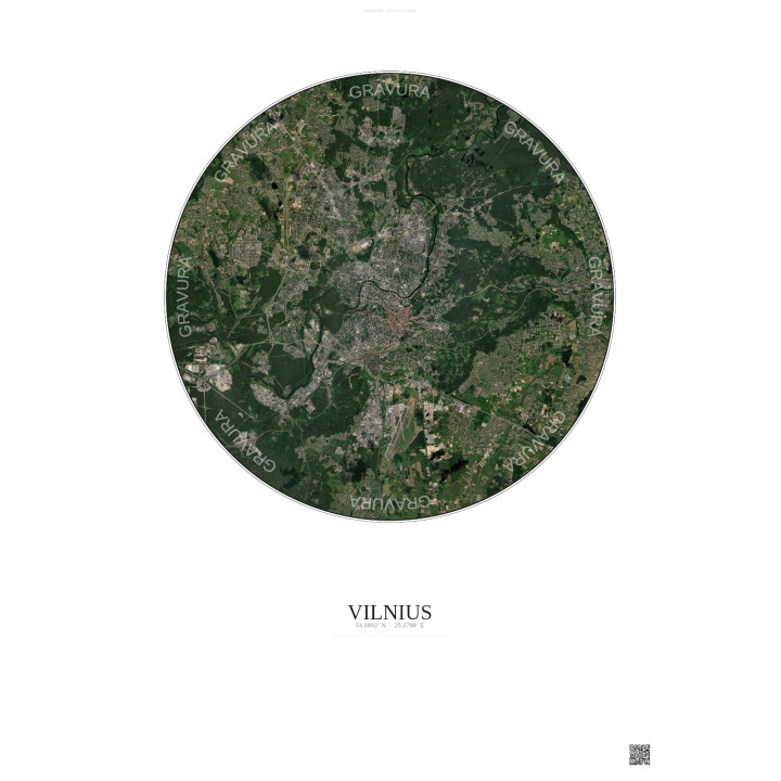 Affiche Vilnius – Poster vue satellite 10km Couleur | Gravura – Fond clair