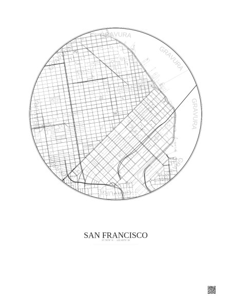 San Francisco City Map Poster 2.5km | Gravura – Light background